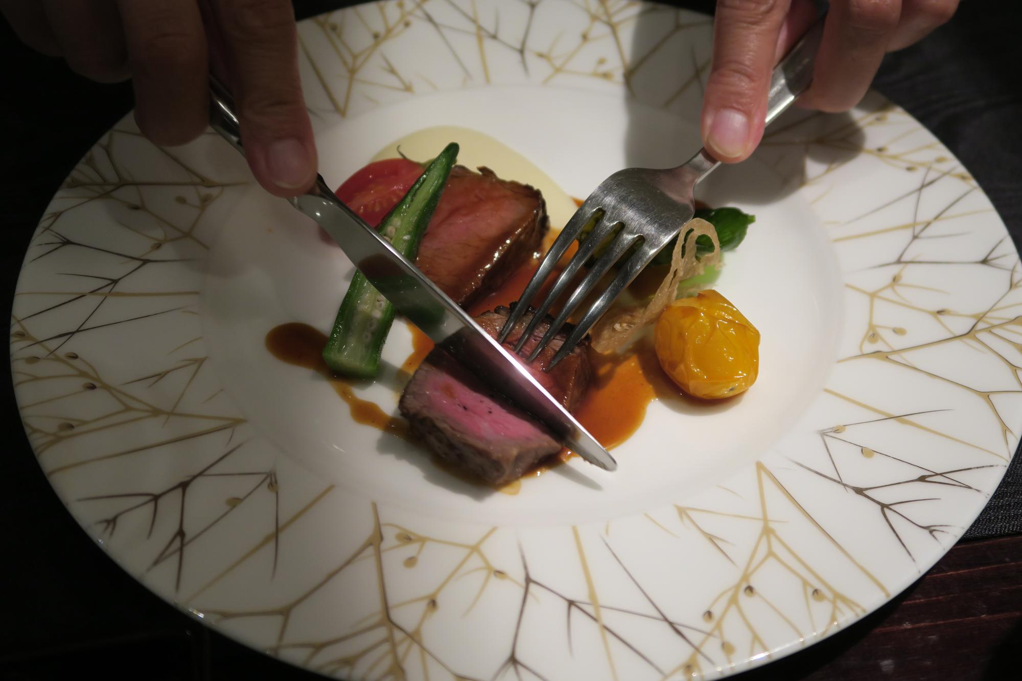 Close-up of plated degustation course